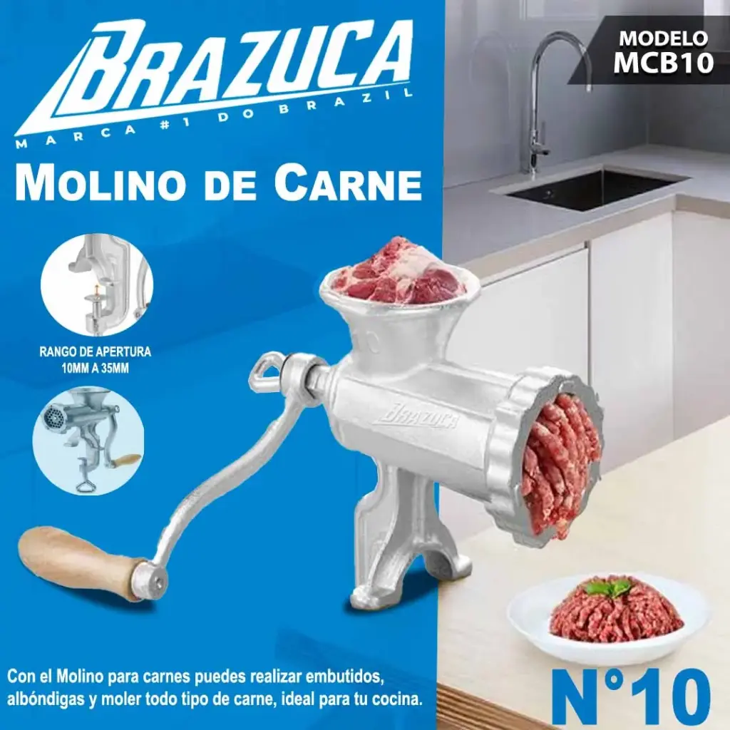 MOLINO PARA CARNE N° 10, MARCA: BRAZUCA, MOD: MCB10 (10PC/1CTN)