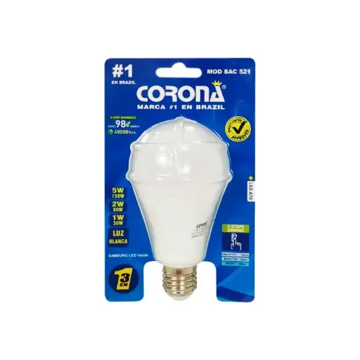 [SAC521 BLISTER                          ] FOCO LED SUPER AHORRADOR CORONA SAC521 BLISTER (50PC/CTN)