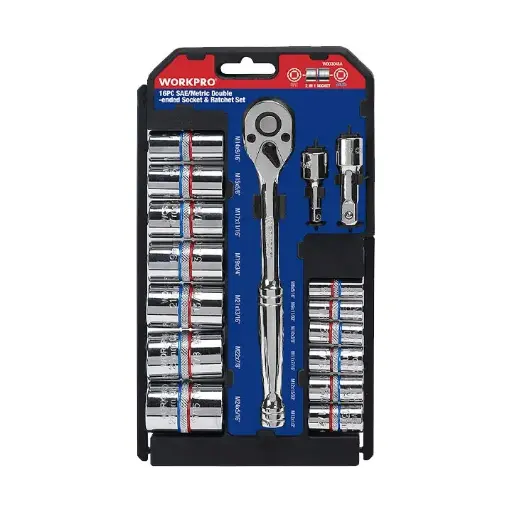 [W003048                                 ] JUEGO DE ENCHUFES DOBLES 16PCS METRICO MARCA: WORKPRO MOD: W003048 12PCS/1CJ