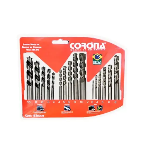 [BC16                                    ] JUEGO MIXTO DE BROCAS DE COBALTO 16PC MARCA: CORONA, MOD: BC16 (50PCS/1CTN)