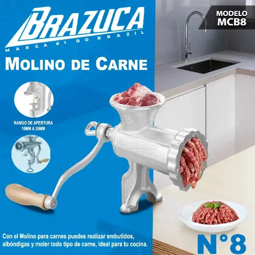 [MCB8] MOLINO PARA CARNE N° 8, MARCA: BRAZUCA, MOD: MCB8 (10PC/1CTN)