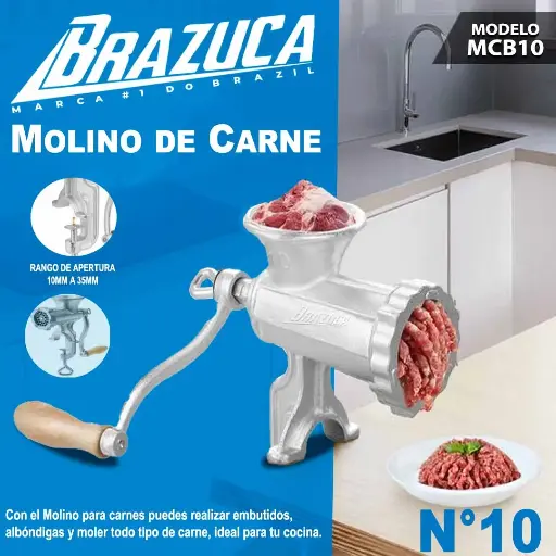 MOLINO PARA CARNE N° 10, MARCA: BRAZUCA, MOD: MCB10 (10PC/1CTN)